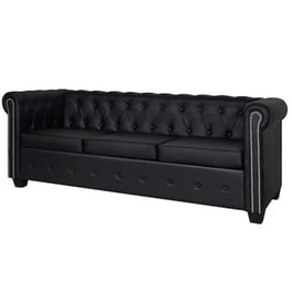 Τριθέσιος Καναπές VidaXL Chesterfield 200.5x76cm - Μαύρο