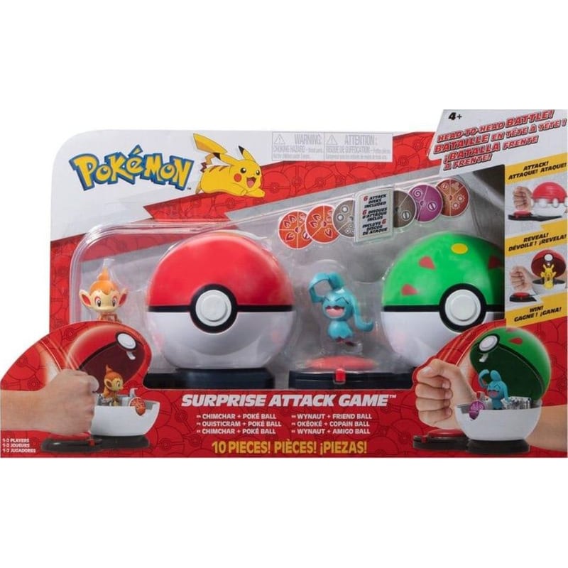 Φιγούρες Jazwares Pokemon Suprise Attack - Chimchar With Poke Ball Vs Wynaut With Friend Ball φωτογραφία