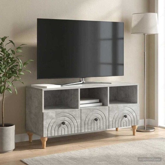 Έπιπλο Τηλεόρασης VidaXL 102x34.5x50 cm - Γκρι Σκυροδέματος image 3