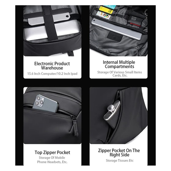 Τσάντα Laptop Arctic Hunter B00423 15.6" Αδιάβροχη - Μαύρο image 4