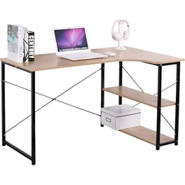 Γραφείο Γωνιακό ArteLibre Tadorna από MDF/Μέταλλο 120x74x71.5cm - Μαύρο/Καφέ Φυσικό