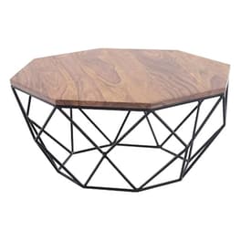 Τραπεζάκι Σαλονιού Woodwell από Ξύλο Ακακίας Glen 82x82x40cm - Καφέ/Μαύρο