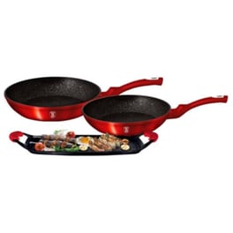 Σετ Τηγάνια Και Πλάκα Γκριλ Grill BERLINGER HAUS BH-1668 3 τμχ Κόκκινο