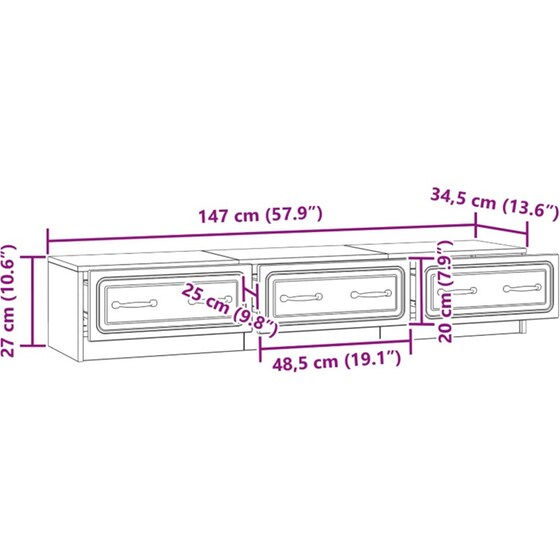 Έπιπλο Τηλεόρασης VidaXL 147x34.5x27 cm - Γκρι Σκυροδέματος image 10