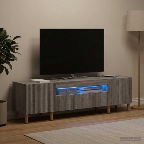 Έπιπλο Τηλεόρασης με LED VidaXL από Επεξεργασμένο Ξύλο - Γκρι Sonoma image 1