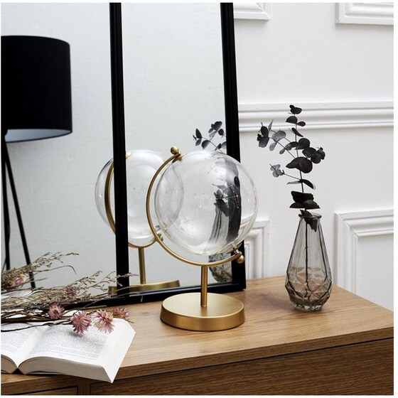Διακοσμητική Γυάλινη Σφαίρα Home Deco Factory με Μεταλλική Βάση Hd0093 24 cm - Χρυσή image 3