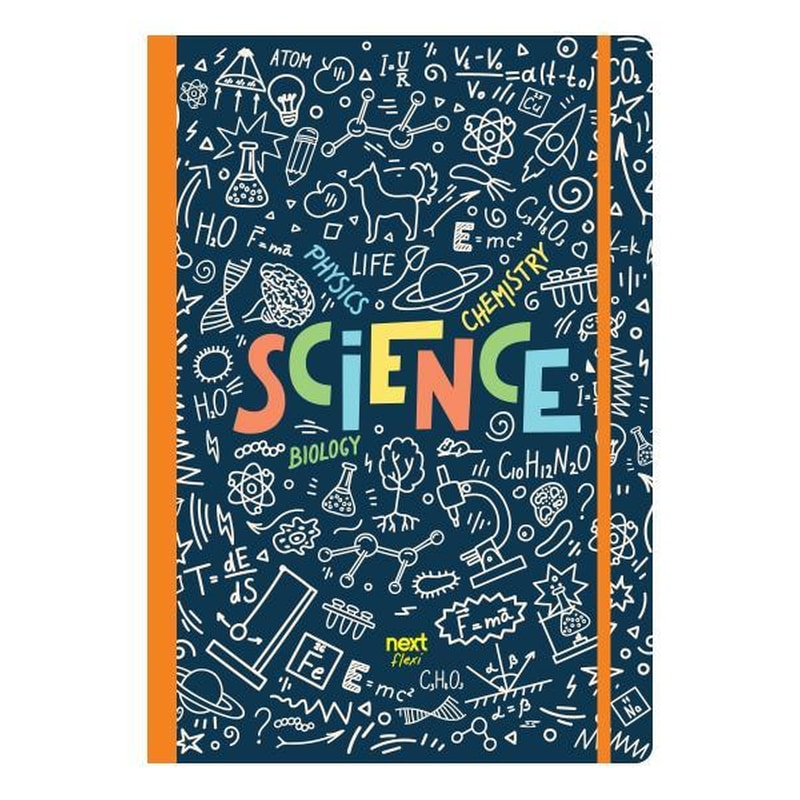 NEXT Τετράδιο Next 2 Θεμάτων 80Φ Flexi Λάστιχο Trends Science 17x25εκ.