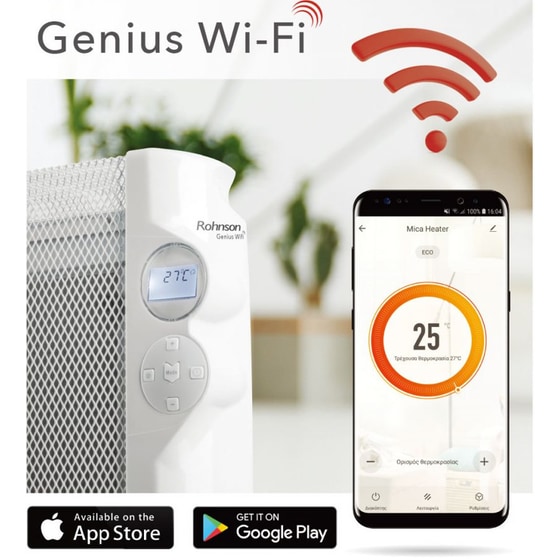 Θερμοπομπός Δαπέδου/ Τοίχου Mica ROHNSON R-077 Genius 2000W με WiFi image 1