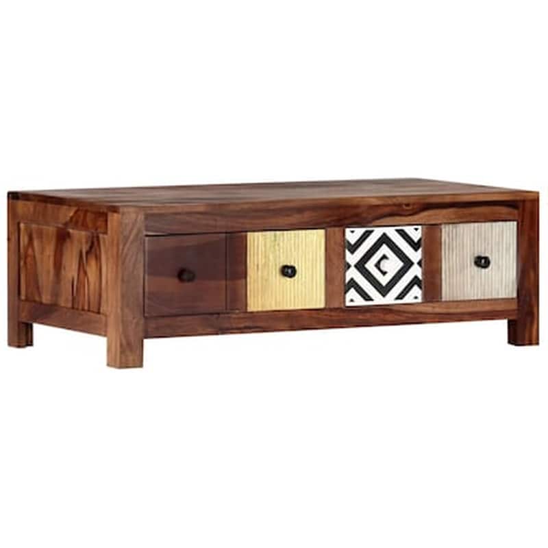 Τραπεζάκι Σαλονιού VidaXL από Μασίφ Ξύλο Sheesham 90x50x30cm - Πολύχρωμο