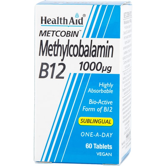Health Aid Metcobin Methylcobalamin Vitamin B12 1000mg - 60 ταμπλέτες image 0