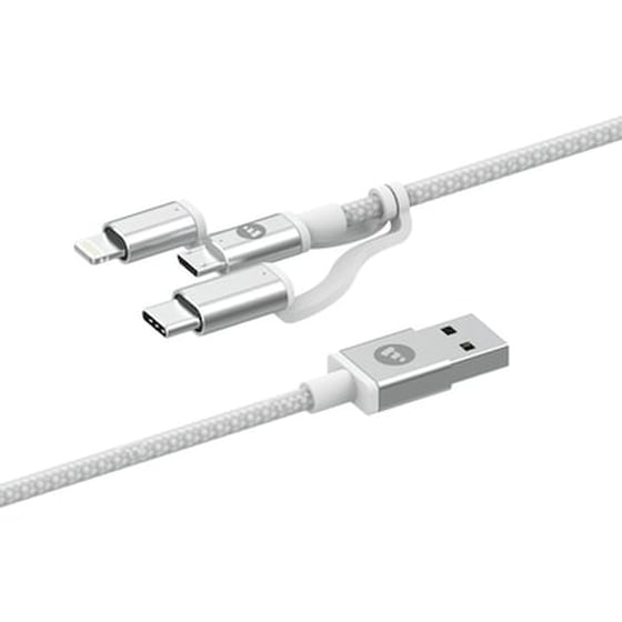 Σετ Καλωδίων Mophie 3in1 USB to Micro USB/Lightning/USB-C 1m - White image 0