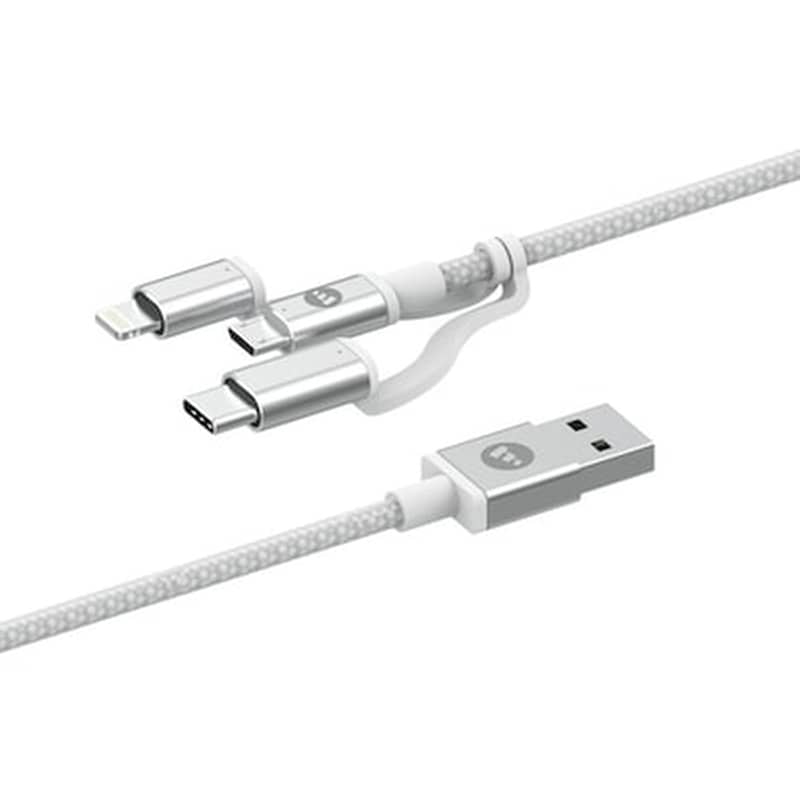 MOPHIE Σετ Καλωδίων Mophie 3in1 Usb to Micro USB,Lightning,Usb-C 1m - White