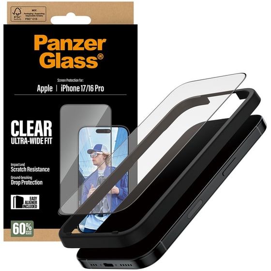 Προστατευτικό οθόνης Apple iPhone 17/iPhone 16 Pro - PanzerGlass Clear Ultra-Wide Fit Screen Protection image 4