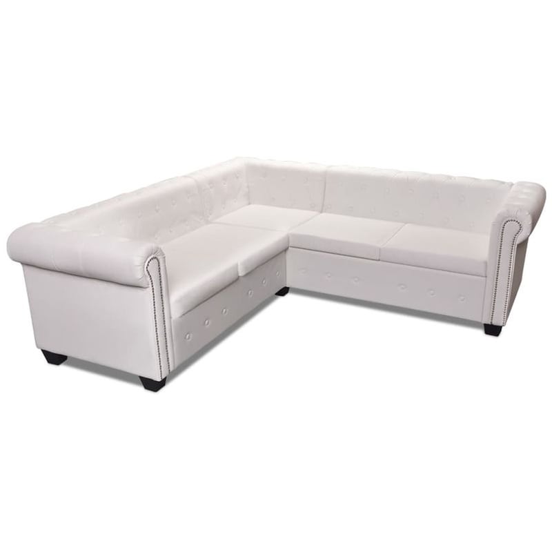 VIDAXL Γωνιακός Πενταθέσιος Καναπές VidaXL Chesterfield 205x205cm - Λευκό