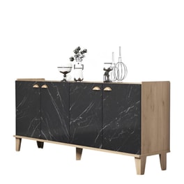 Μπουφές 24Mall Famiglia Oak Marble από Μοριοσανίδα 180x41x77.8 cm - Μαύρος/Καφέ