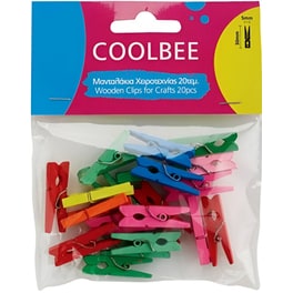 Μανταλάκια Χειροτεχνίας Χρωματιστά Coolbee (20 Τεμάχια)