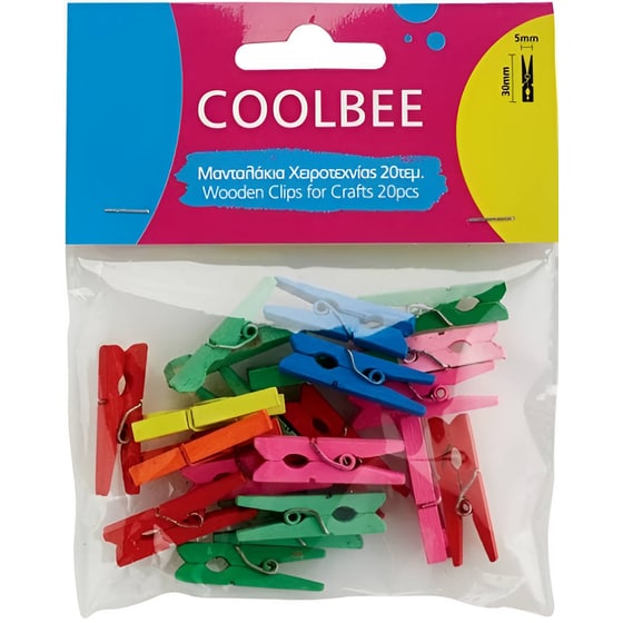 Μανταλάκια Χειροτεχνίας Χρωματιστά Coolbee (20 Τεμάχια) image 0