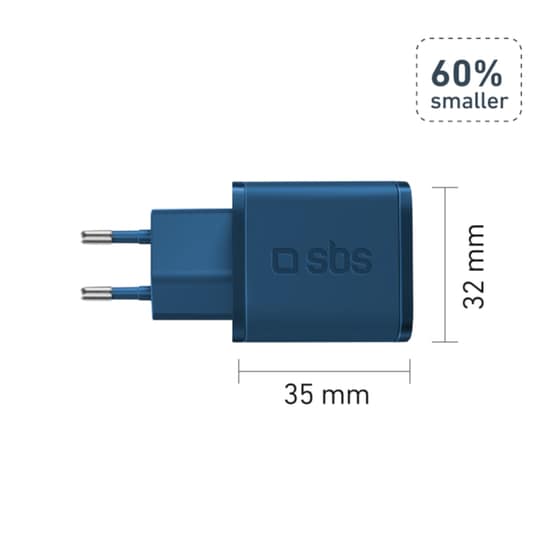 Φορτιστής Πρίζας SBS GaN 20W Ultra-Fast Charger Μπλε image 1