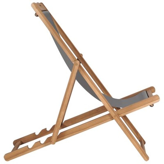 Σεζλόνγκ VidaXL Πτυσσόμενη από Ξύλο Teak/Ύφασμα 56x105x96 cm - Γκρι image 3