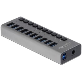 Delock Hub 10x Usb Με Διακόπτες 63670, Usb 3.0, 5gbps, Led, Γκρι