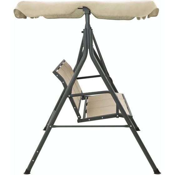 Κούνια Κήπου VidaXL με Σκίαστρο από Ατσάλι 170x118x153 cm - Ανθρακί/Χρώμα της Άμμου image 2