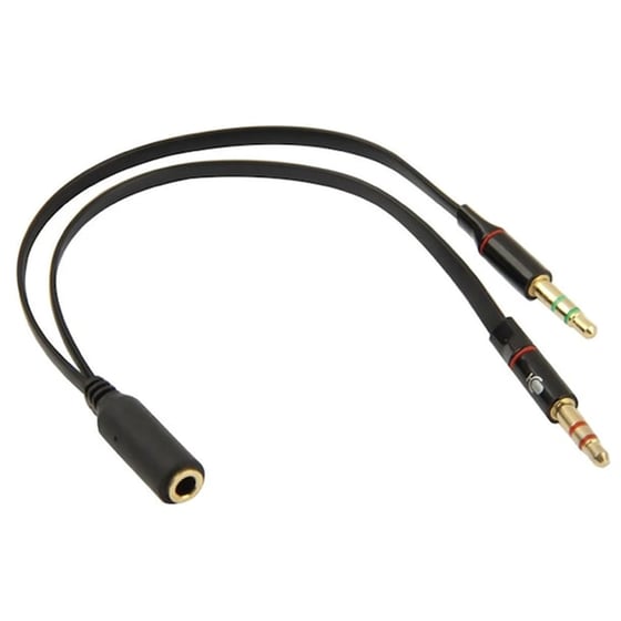 Powertech Αντάπτορας 2x 3.5mm Σε 3.5mm Θηλυκό Cab-j047, 0.2m, Μαύρο image 0
