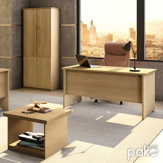 Γραφείο Επαγγελματικό Pakoworld Amazon από Μοριοσανίδα 150x75x75 cm - Μπεζ image 1