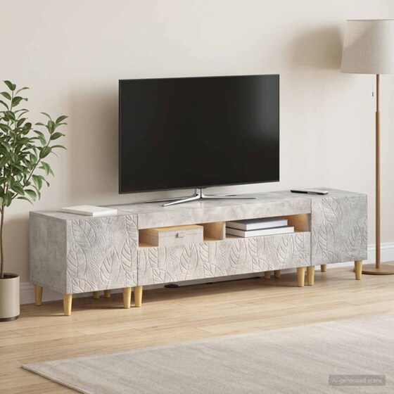 Έπιπλο Τηλεόρασης VidaXL DELFT με LED 3 τμχ 198 x 35 x 43 cm - Γκρι Σκυροδέματος image 2