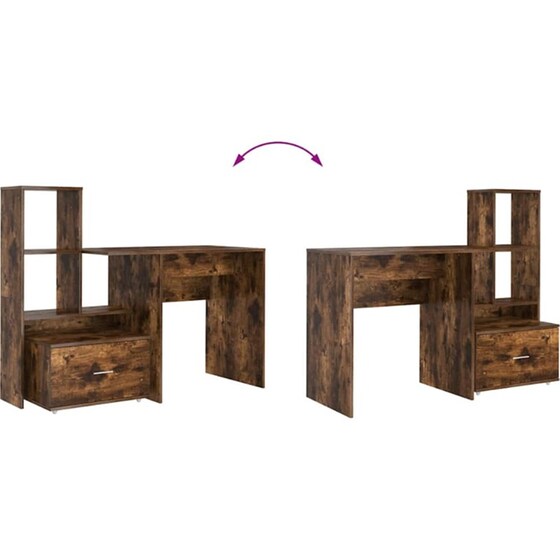Γραφείο VidaXL από Επεξεργασμένο Ξύλο 131,5x50x106,5 cm - Καπνιστή Δρυς image 7