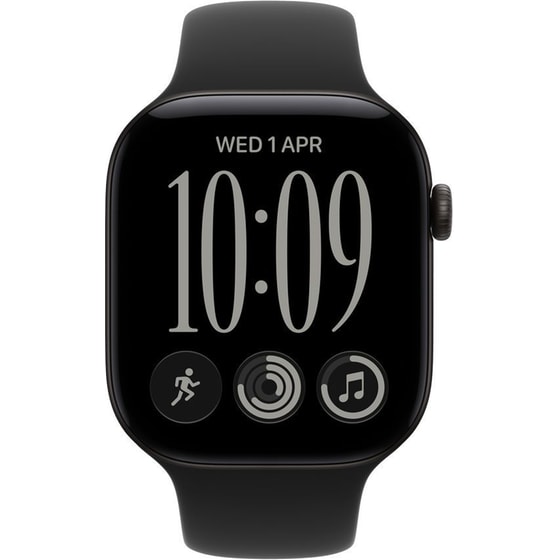 Apple Watch Series 12 GPS + Cellular 46mm Black Aluminium Case with Black Sport Band - S/M image 1