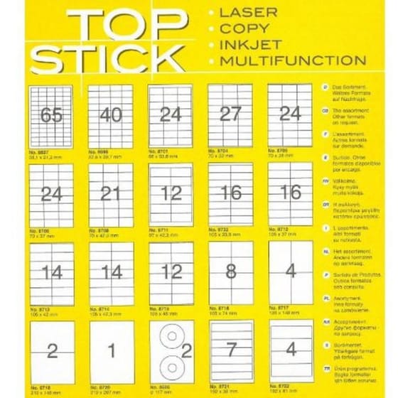Αυτοκόλλητες Ετικέτες Εκτύπωσης TopStick (100 Φύλλα - 800 Τεμάχια) image 0