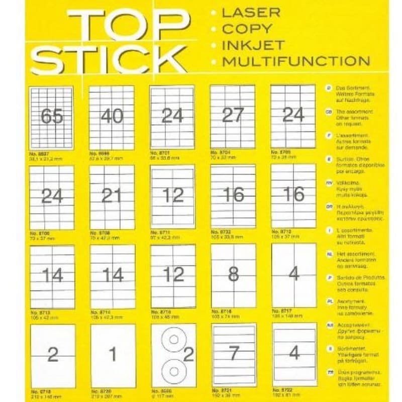 TOPSTICK Αυτοκόλλητες Ετικέτες Εκτύπωσης TopStick (100 Φύλλα - 800 Τεμάχια)