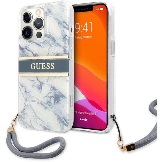 Θήκη Apple iPhone 13 Pro - Guess Marble Collection Printed Stripe - Μπλε/Λευκό image 5