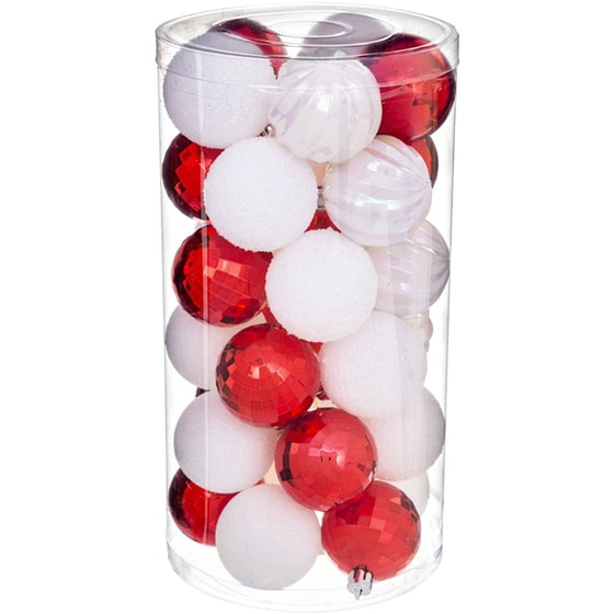 Σετ Χριστουγεννιάτικα Στολίδια Spitishop A-s White/red 129157rb Πλαστικό 30 Τμχ - Μπάλα image 0
