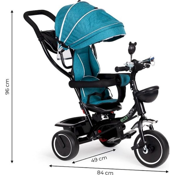 Παιδικό Τρίκυκλο Ποδήλατο Ecotoys JM-066-9 - Τιρκουάζ/ Μαύρο image 3