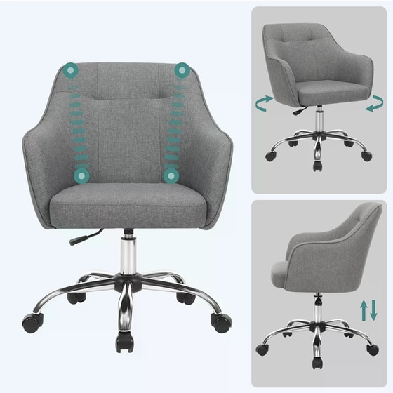 Καρέκλα Γραφείου Songmics Μεταλλική 64x64x93 cm - Γκρι image 3