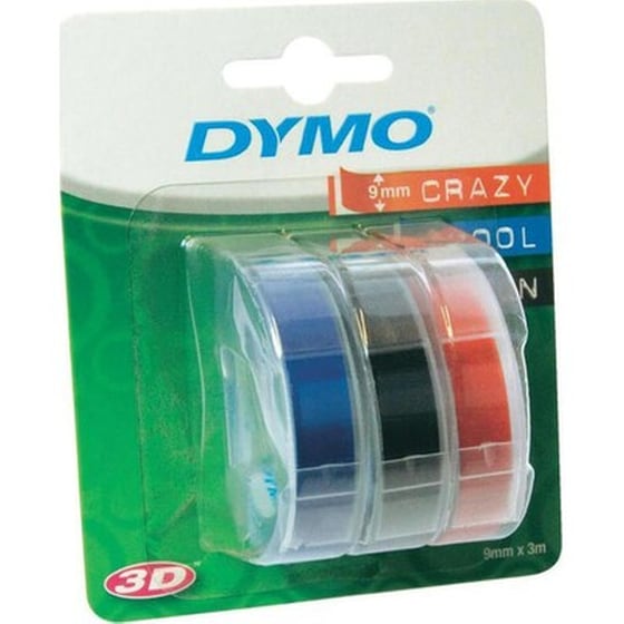 3x1 Dymo Embossing Labels Multi-pack 9mm (red/blue/black) image 0