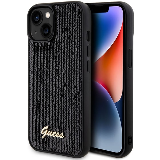 Guess  Quot;sequin Script Metal Quot; Hard Case Iphone 15 (black – Guhcp15spsfdgsk) image 6