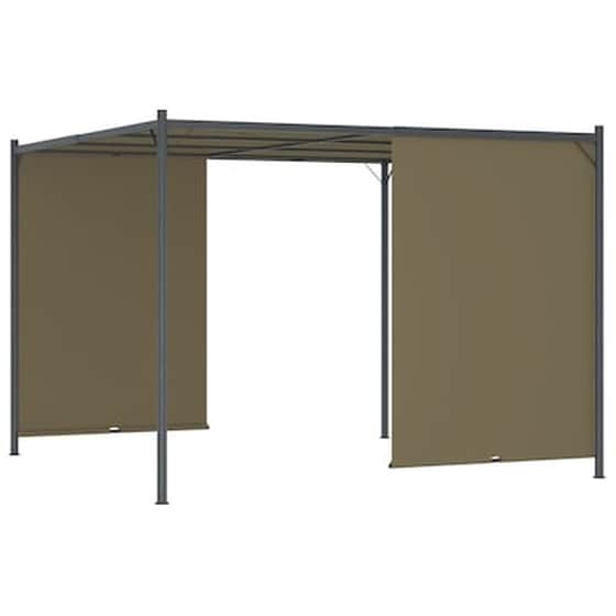 Vidaxl Πέργκολα Κήπου Με Πτυσσόμενη Οροφή Taupe 3 X 3 Μ. 180 Γρ/μ² image 5