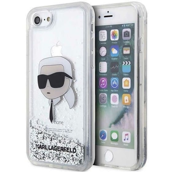 Θήκη Apple iPhone 7/8/SE - Karl Lagerfeld Ikonik Case Karl’s Head - Clear/Silver Glitter image 0