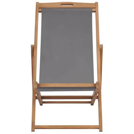 Σεζλόνγκ VidaXL Πτυσσόμενη από Ξύλο Teak/Ύφασμα 56x105x96 cm - Γκρι image 2