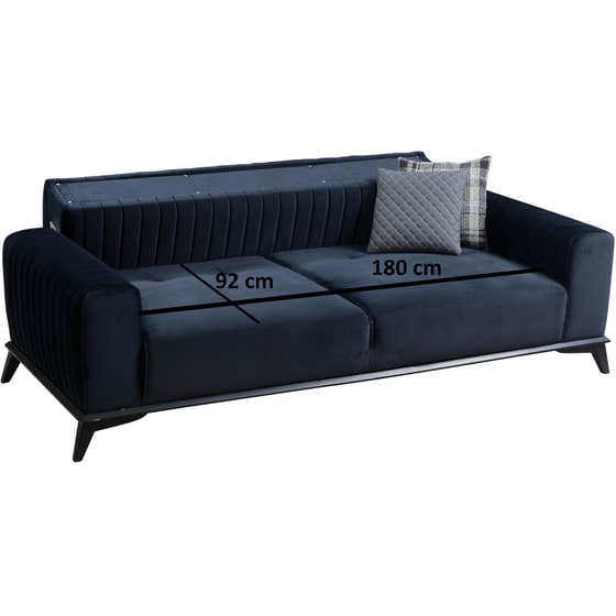 Τριθέσιος Καναπές 24Mall Carrara 220x92 cm - Μπλε image 5