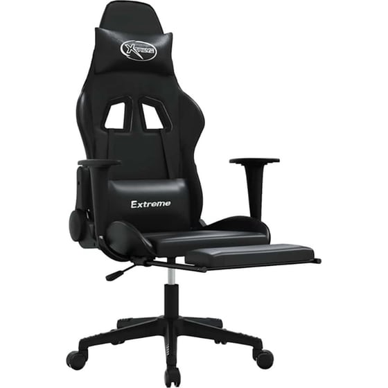 Καρέκλα Gaming VIDAXL 345465 με Υποπόδιο από Τεχνητό Δέρμα - Μαύρη image 1