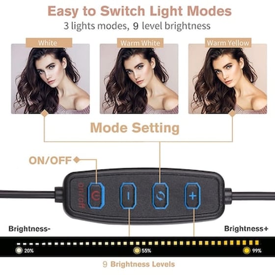 Επαγγελματικό Led Φωτιστικό Δαχτυλίδι 16cm Με Βάση Τηλεφώνου Και Μικροφώνου 4 Σε 1 Professional Live image 1
