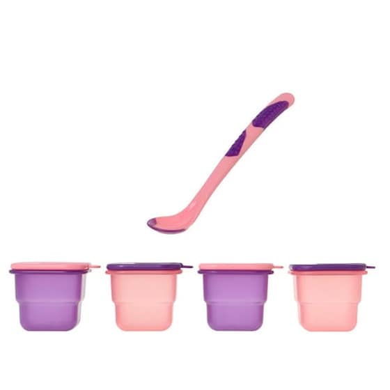 Kiokids Σετ Μπολ 120ml 4 Τμχ Με Κουταλάκι Μοβ-ροζ 6+μ image 0