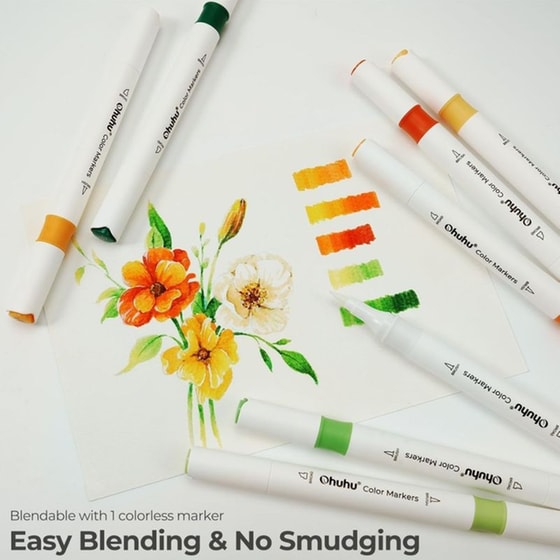 Μαρκαδόροι Σχεδίου Ohuhu Brush & Chisel Waterbased (64 Τεμάχια) image 1