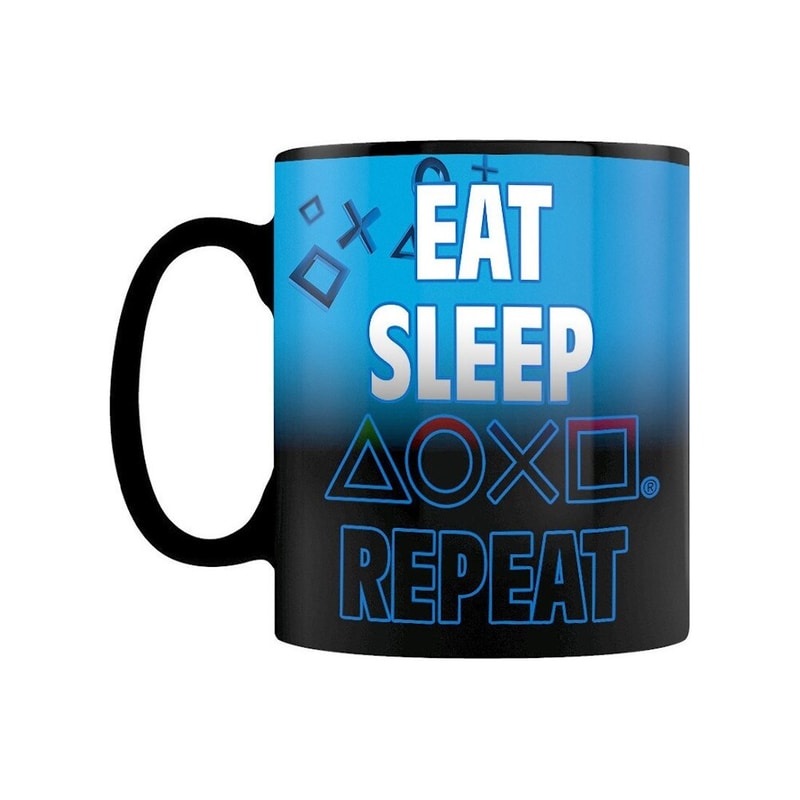 GBEYE Κούπα Κεραμική Heat Change GB EYE Playstation 320 ml Μαύρο Μπλε