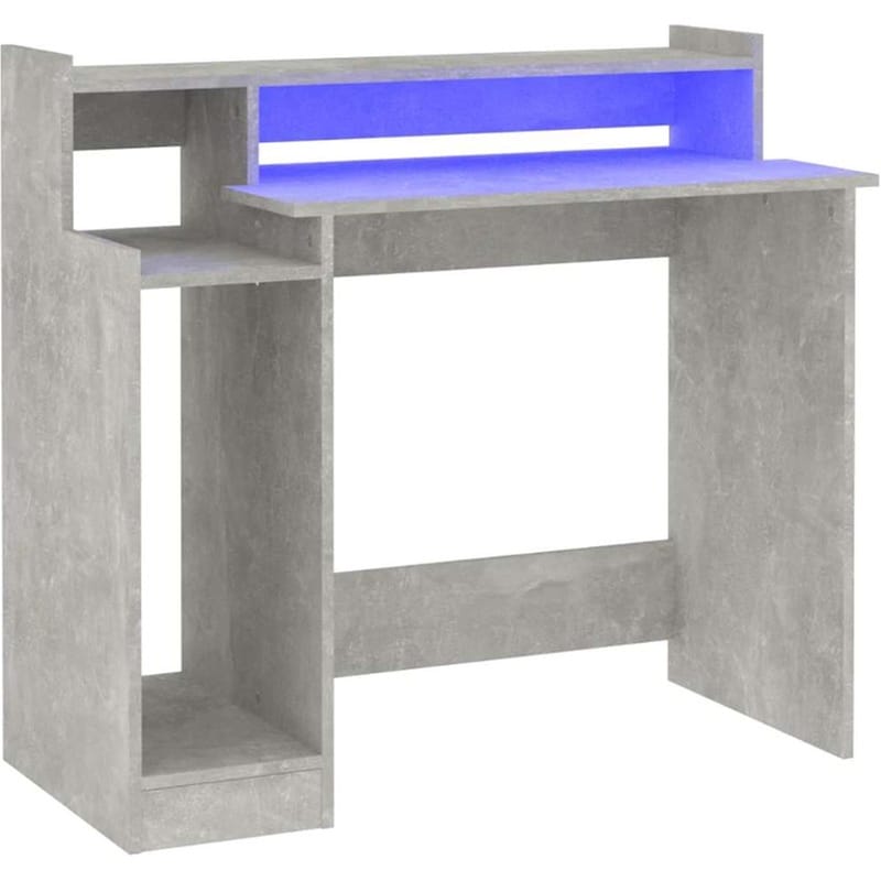 Γραφείο VidaXL με LED από Επεξεργασμένο Ξύλο 97x45x90 cm - Γκρι Σκυροδέματος