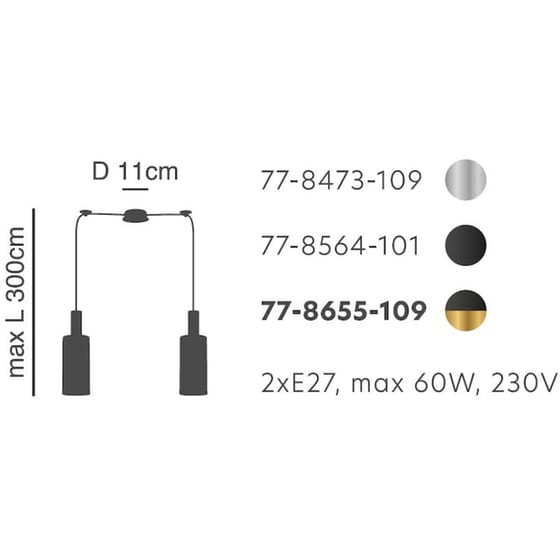 Φωτιστικό Οροφής Δίφωτο Homelighting 77-8655 Γυάλινο/Μεταλλικό - Μαύρο/Χρυσό/Λευκό image 1