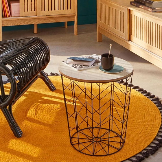 Τραπεζάκι Σαλονιού Aria Trade από Ξύλο 39.5x41x38 cm - Καφέ/Μαύρο image 1